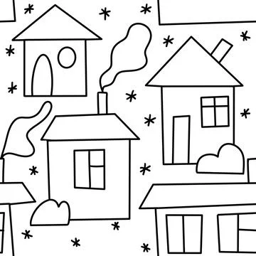 Hand drawn black and white seamless pattern with Christmas winter trees Stock Illustration