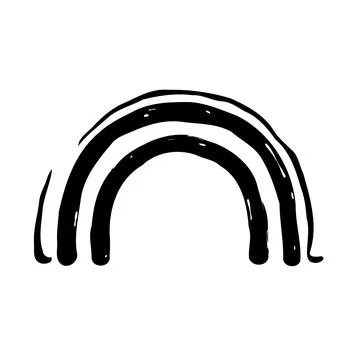 Hand Drawn Black and White Rainbow Illustration Stock Illustration