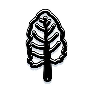 Hand drawn black and white simple leaf illustration Stock Illustration