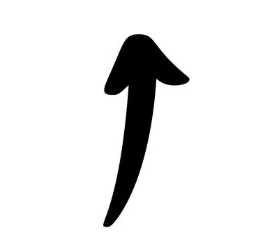 Hand drawn black arrow is pointing up after following a curved path, giving a Stock Illustration