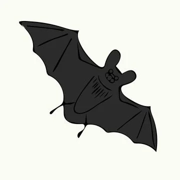 Hand drawn black bat Vector illustration for Walpurgis Night, Halloween Stock Illustration