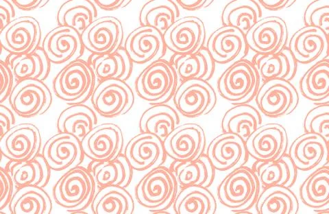 Hand drawn black brush abstract spiral seamless pattern, vector illustration Stockillustratie