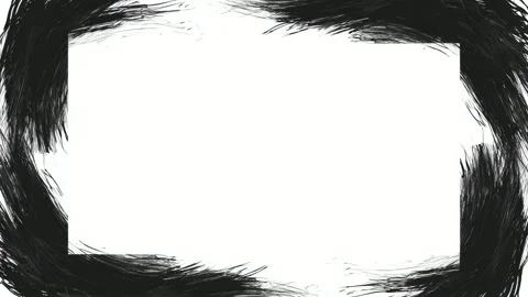 Hand drawn black brush border frame with empty center for text overlay seam.. Stock-Footage 342046363