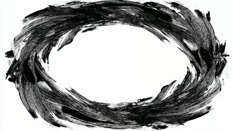 Hand drawn black brush stroke circular border frame with copy space text ov.. 库存影片 342041010