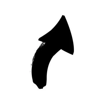 Hand drawn black brushstroke arrow pointing up Stock Illustration