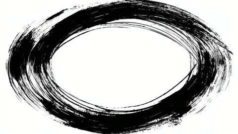 Hand drawn black brushstroke oval frame border with copy space text overlay.. 库存影片 342040965