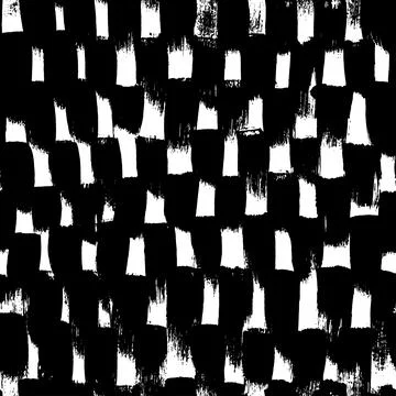 Hand drawn black checkered vector seamless pattern Stock Illustration