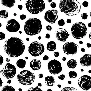 Hand drawn black circles vector seamless pattern. 스톡 일러스트