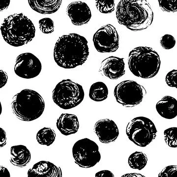 Hand drawn black circles vector seamless pattern. Stock Illustration