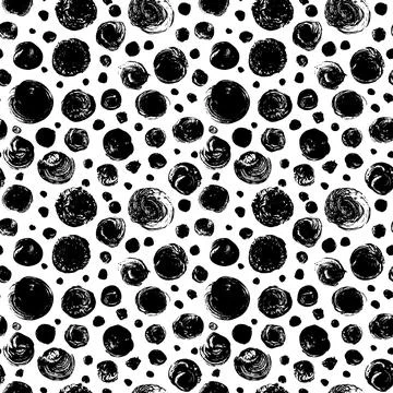Hand drawn black circles vector seamless pattern. イラスト素材