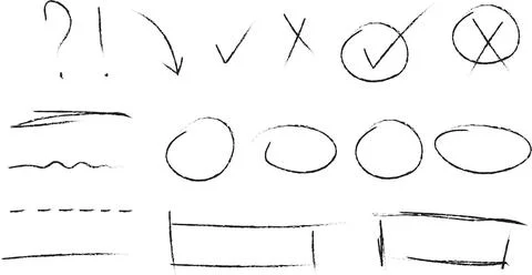 Hand Drawn Black Elements. Doodle Style Vector Illustration. 库存插图