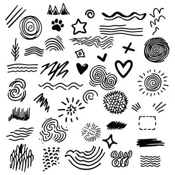 Hand drawn black elements scribble set Stock Illustration
