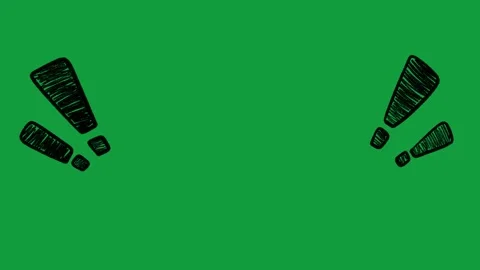Hand Drawn Black Exclamation Mark Corner Pop Animated Effect on Green Screen Stockbeeldmateriaal 341310614