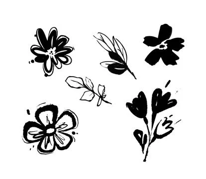 Hand-drawn black floral elements. Vector illustration イラスト素材