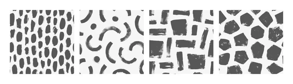 Hand drawn black geometric vector design prints Stock Illustration