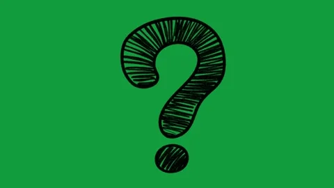 Hand Drawn Black Hatch Question Mark Animated Symbol on Green Screen Stock Footage 341310646