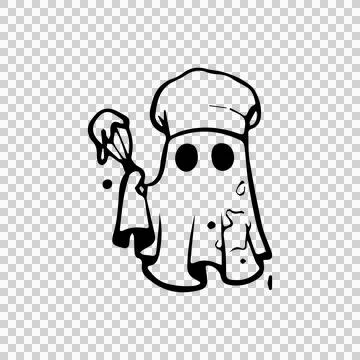 Hand drawn black illustration ghost art design Stock Illustration