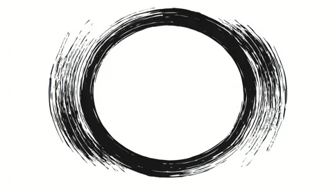 Hand drawn black ink circular border frame with copy space for text overlay.. Stock Footage 341429279