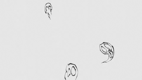 Hand-drawn black ink line art of floating spooky ghost fire loop animation. 動画素材 346082203