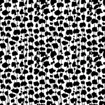 Hand drawn black ivy vector seamless pattern. Stock Illustration
