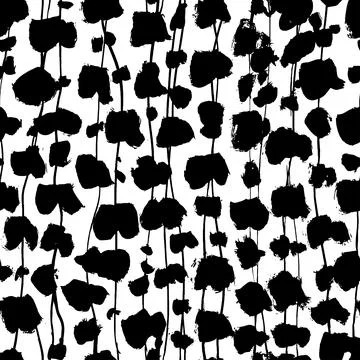 Hand drawn black ivy vector seamless pattern. Stock Illustration