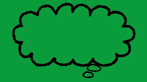 Hand Drawn Black Line Cloud Thought Bubble 2D Animation Green Screen Stock Footage 341798606