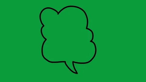 Hand Drawn Black Line Cloud Speech Bubble 2D Animation Green Screen 動画素材 341798713