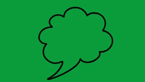 Hand Drawn Black Line Cloud Speech Thought Bubble 2D Animation Green Screen Stock Footage 341798922