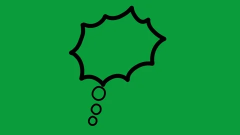 Hand Drawn Black Line Explosive Thought Bubble 2D Animation Green Screen Stock Footage 341798648