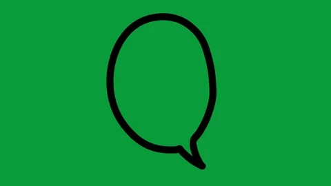 Hand Drawn Black Line Speech Bubble Oval 2D Animation Green Screen Stock Footage 341798723