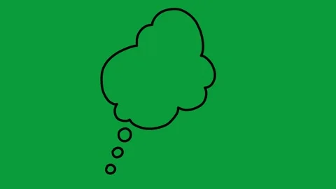 Hand Drawn Black Line Thought Bubble 2D Animation Green Screen Stock Footage 341798696