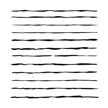 Hand drawn black lines. Set of artistic ink brushes Stock Illustration