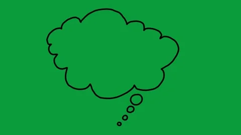 Hand Drawn Black Outline Thought Bubble 2D Animation Green Screen Видео 341798775