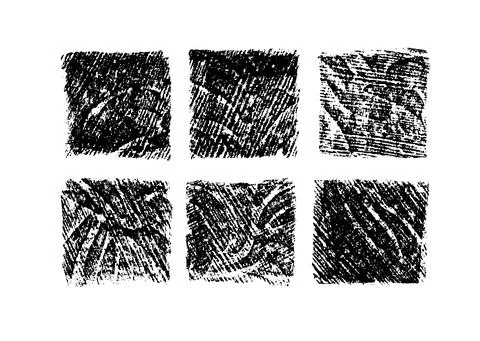 Hand drawn black rough edge squares collection. Stock Illustration