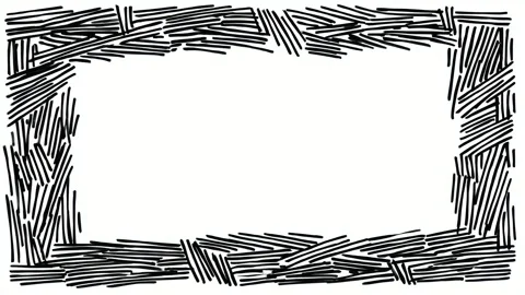 Hand drawn black scribble border frame with copy space for text overlay, se.. Stock Footage 342046553