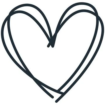 Hand drawn black scribble heart line shape icon. Stock Illustration