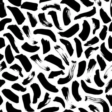 Hand drawn black scribbles vector seamless pattern Stock Illustration