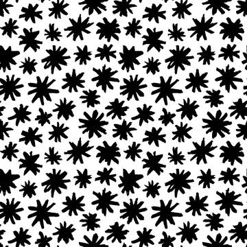 Hand drawn black snowflake vector seamless pattern Stock Illustration