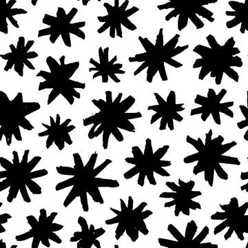 Hand drawn black snowflake vector seamless pattern Stock Illustration
