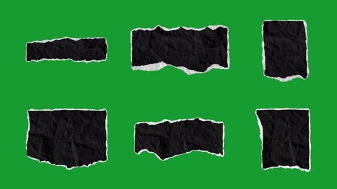Hand-Drawn Black Torn Paper Lower Thirds | Ripped Paper Text Box Elements green Stock-Footage 333970478