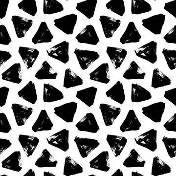 Hand drawn black triangles vector seamless pattern Stock Illustration