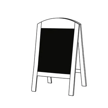 Hand drawn black vector illustration of a dark wooden billboard isolated on a Stock Illustration
