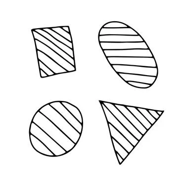 Hand-drawn black vector illustration of a group of figures with stripes isola 스톡 일러스트