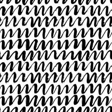 Hand drawn black vector scrawls seamless pattern. Stock Illustration