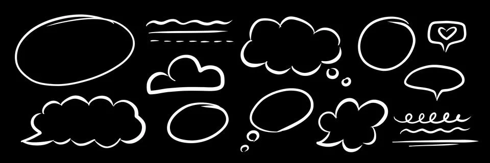 Hand drawn blank textbox frames set. Stock Illustration