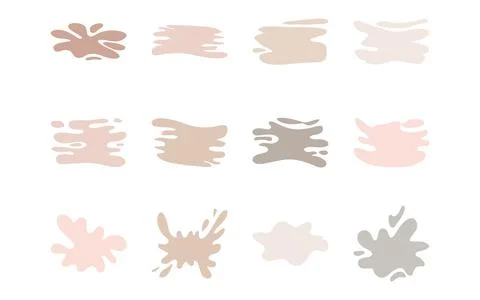 Hand drawn blob elements collection ink paint splash stain spot splatter diff Stock Illustration