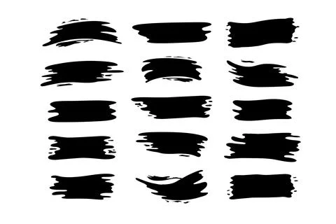 Hand drawn blob elements ink paint splash stain spot splatter different shapes Stock Illustration