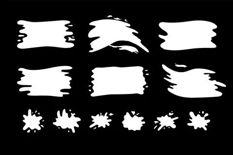 Hand drawn blob elements ink paint splash stain spot splatter different shapes Stock Illustration