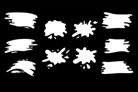 Hand drawn blob elements ink paint splash stain spot splatter different shape Stock Illustration