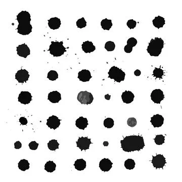 Hand drawn blots, splashes and blobs. Black blots on the white background. Stock Illustration